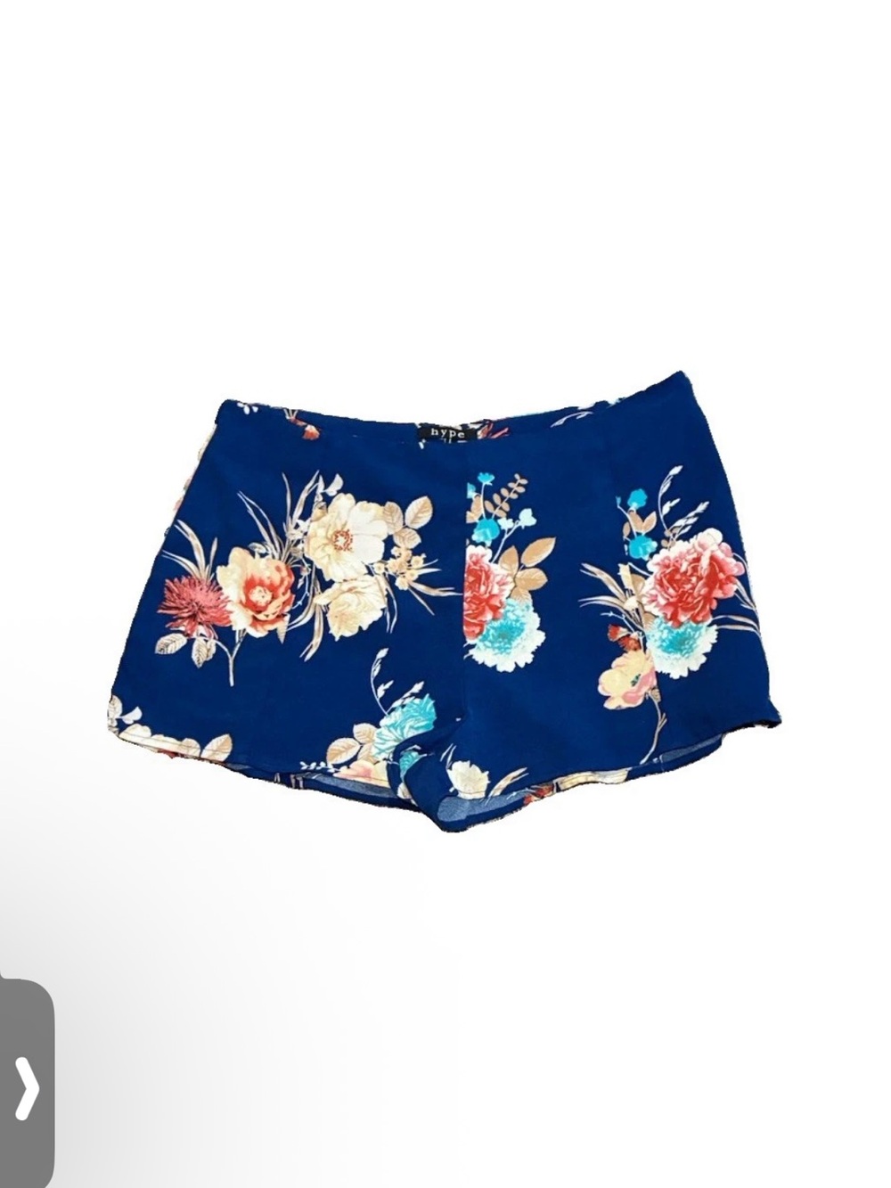 Hype Floral Blue Womens Shorts - Zip Closure Size Large